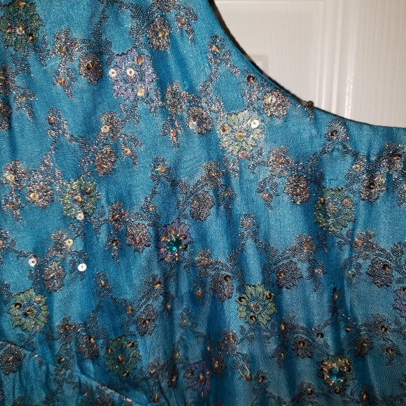 3 Piece Blue Indian Wedding Salwar Suit -Plus Size - Picture 2 of 8